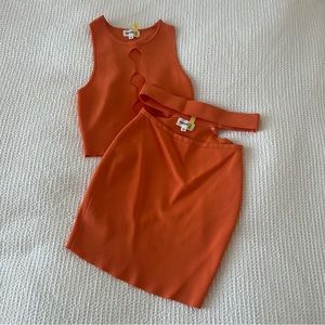 Orange Revolve Going Out Set Top and Skirt